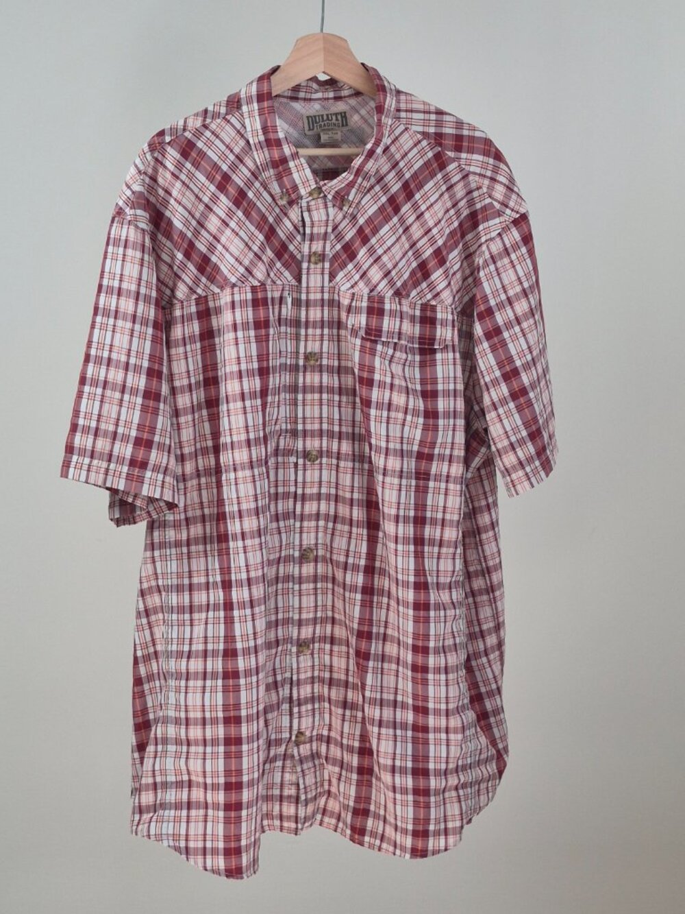 Duluth Trading  Shirt Mens 3XL Tall Plaid Short Sleeve Ventilated Outdoor Hiking